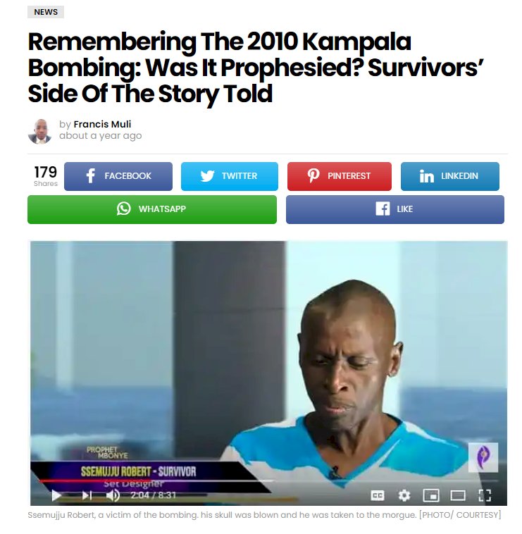 Remembering The 2010 Kampala Bombing: Was It Prophesied? Survivors’ Side Of The Story Told