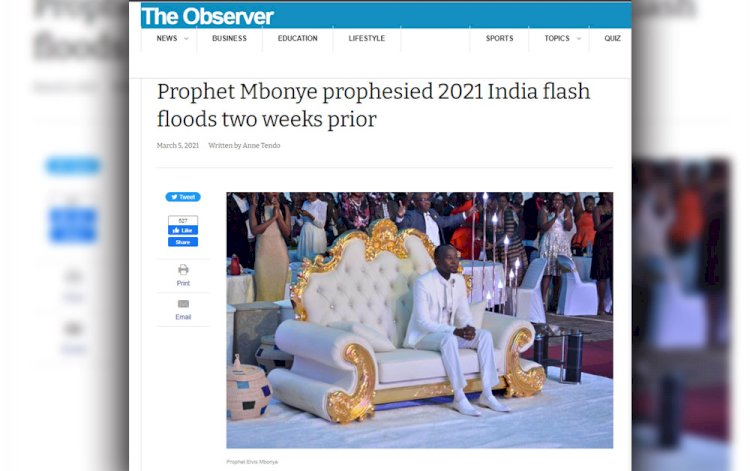Prophet Mbonye prophesied 2021 India flash floods two weeks prior